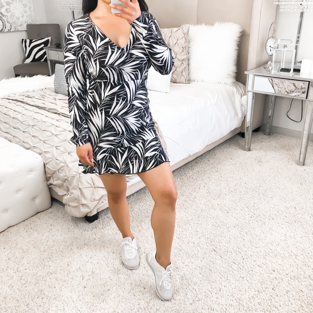 Lace ruffle backless drop waist mini  swing tropical dress